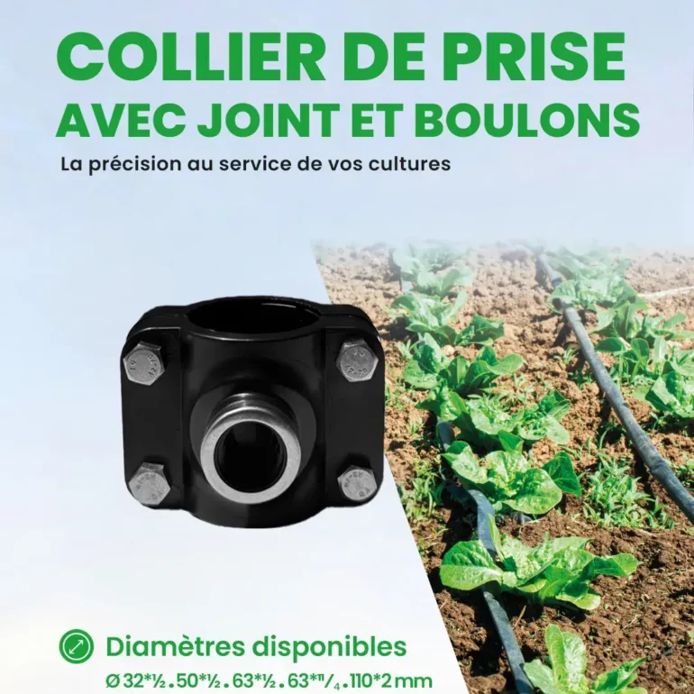 PEHD - Accessoire d'irrigation - Mécanique - Collier de prise avec joint et boulons - Bague en inox